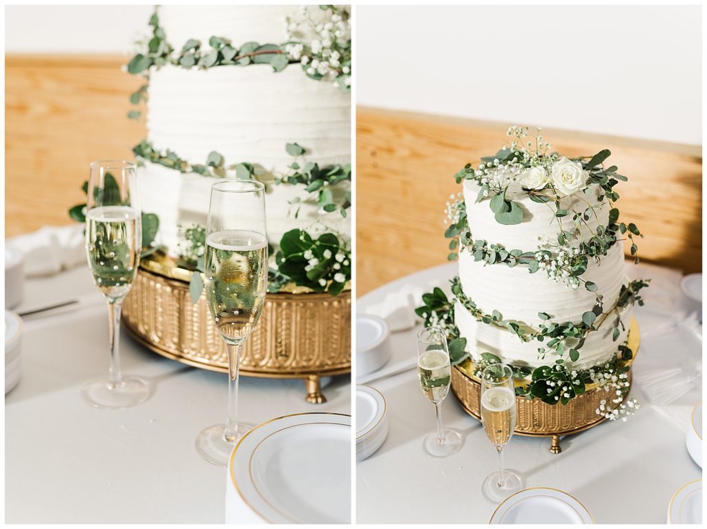 north carolina wedding photography wedding cake details and champagne