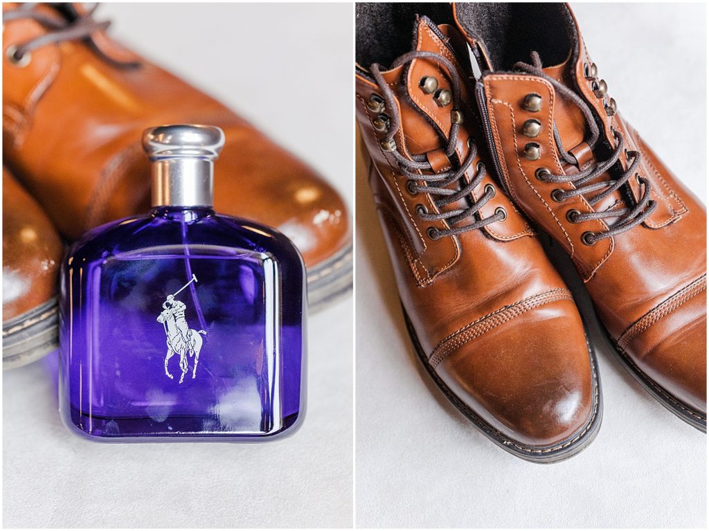 Groomsmen cologne and wedding shoes